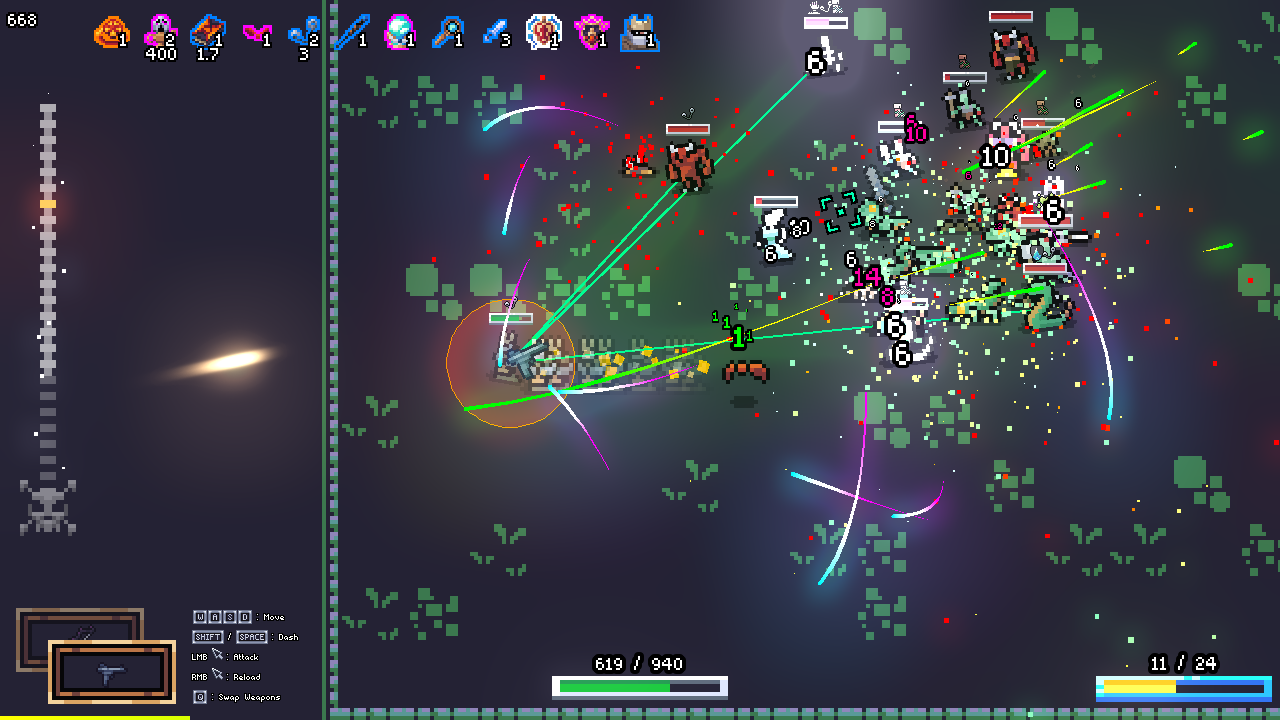 Player fighting off a group of enemies